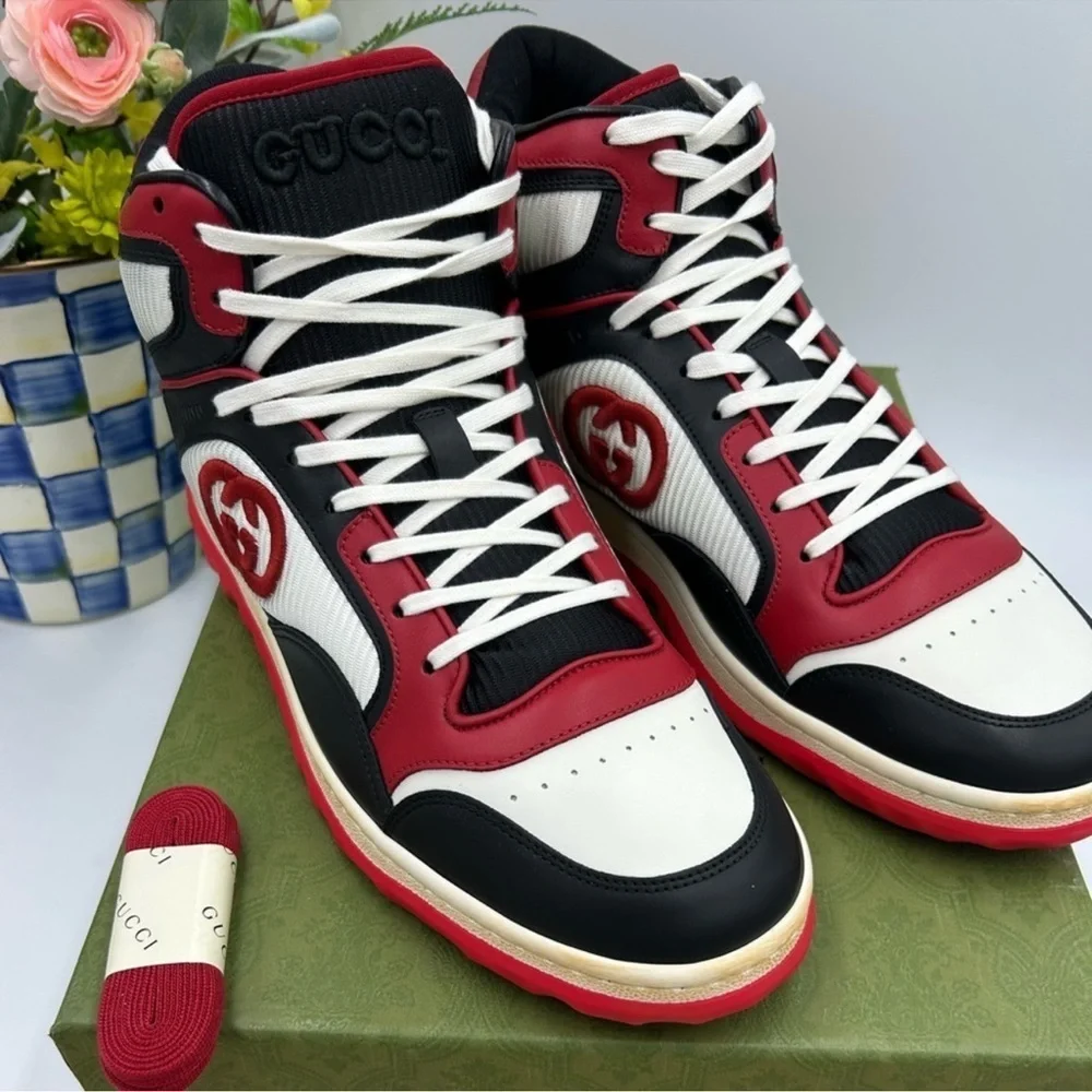 Men’s Gucci MAC 80 high top leather sneakers size 12 made in Italy